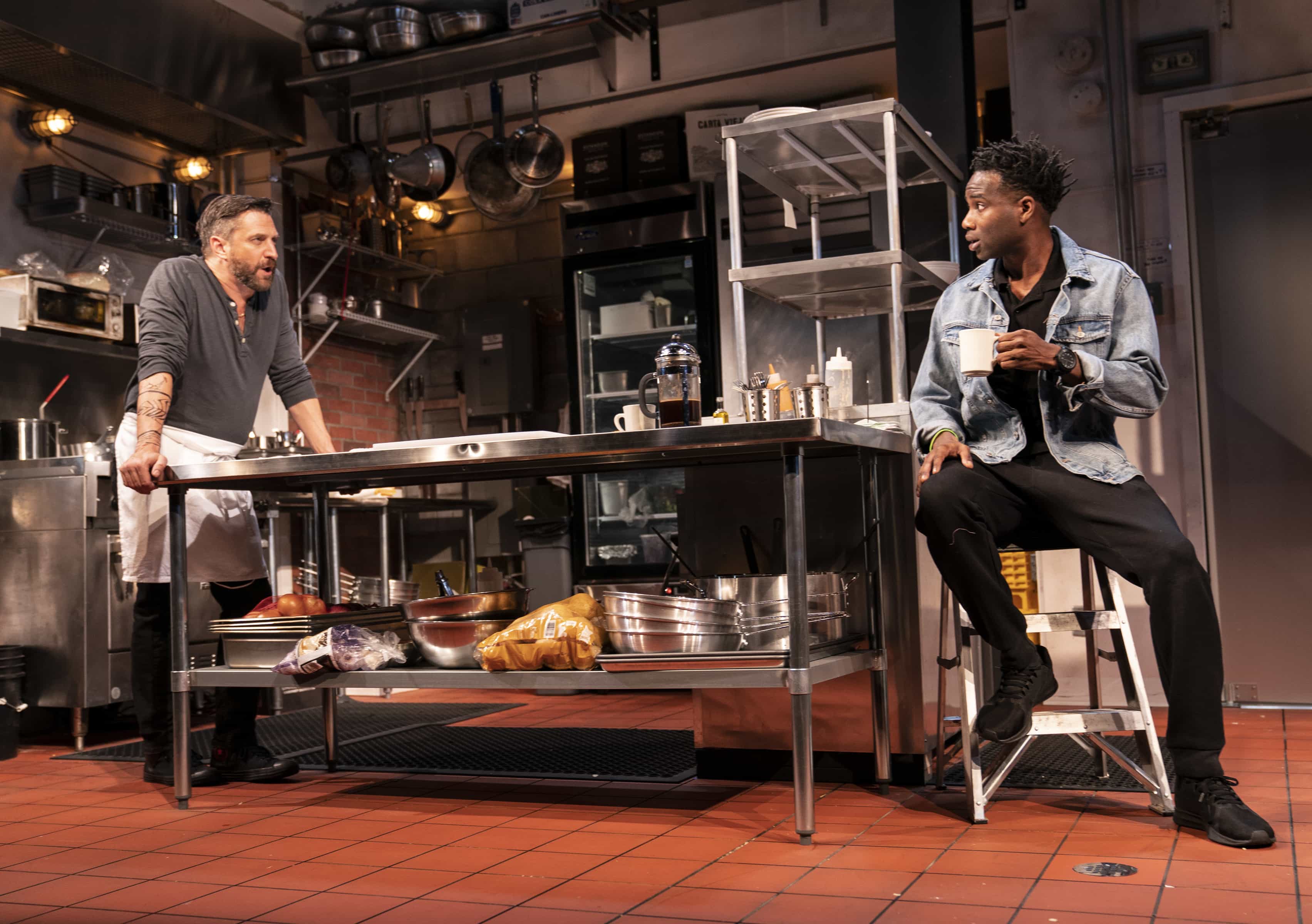 Raúl Esparza and W. Tré Davis in a scene from MCC Theater's Seared Photo: Joan Marcus