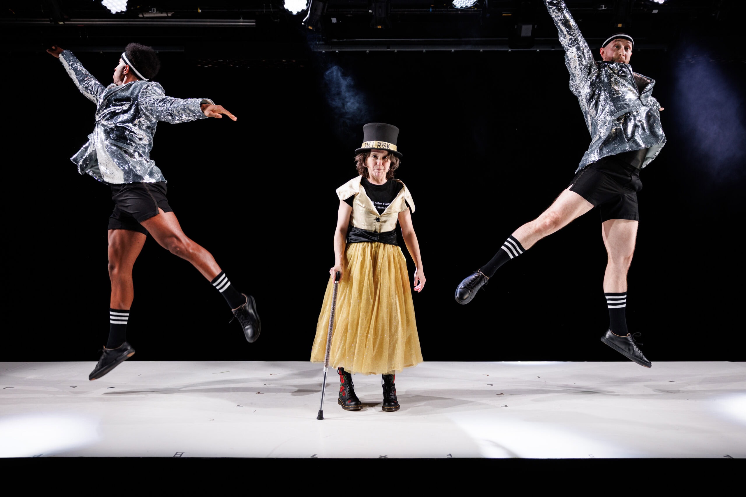 Keith Johnson, Anne Gridley, and Alex Gibson in Watch Me Walk. Photo: Maria Baranova