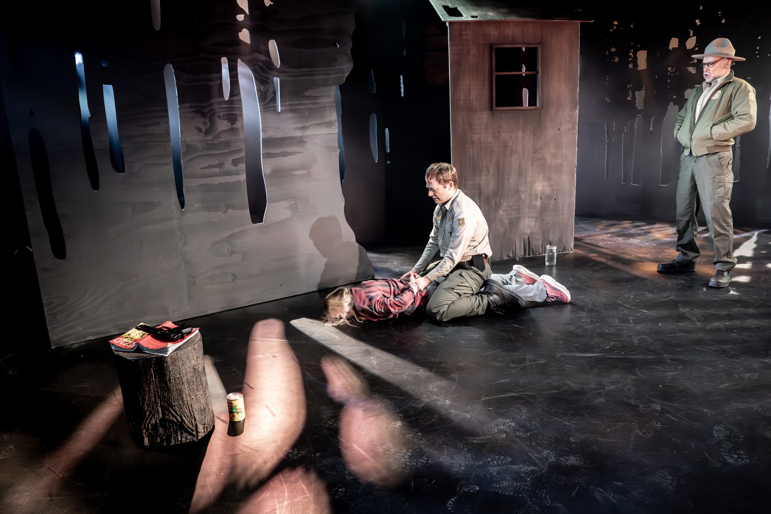 Kellie Overbey, Evan Sibley, and Greg Stuhr in The First Line of Dante's Inferno. Photo: Marina Levitskaya