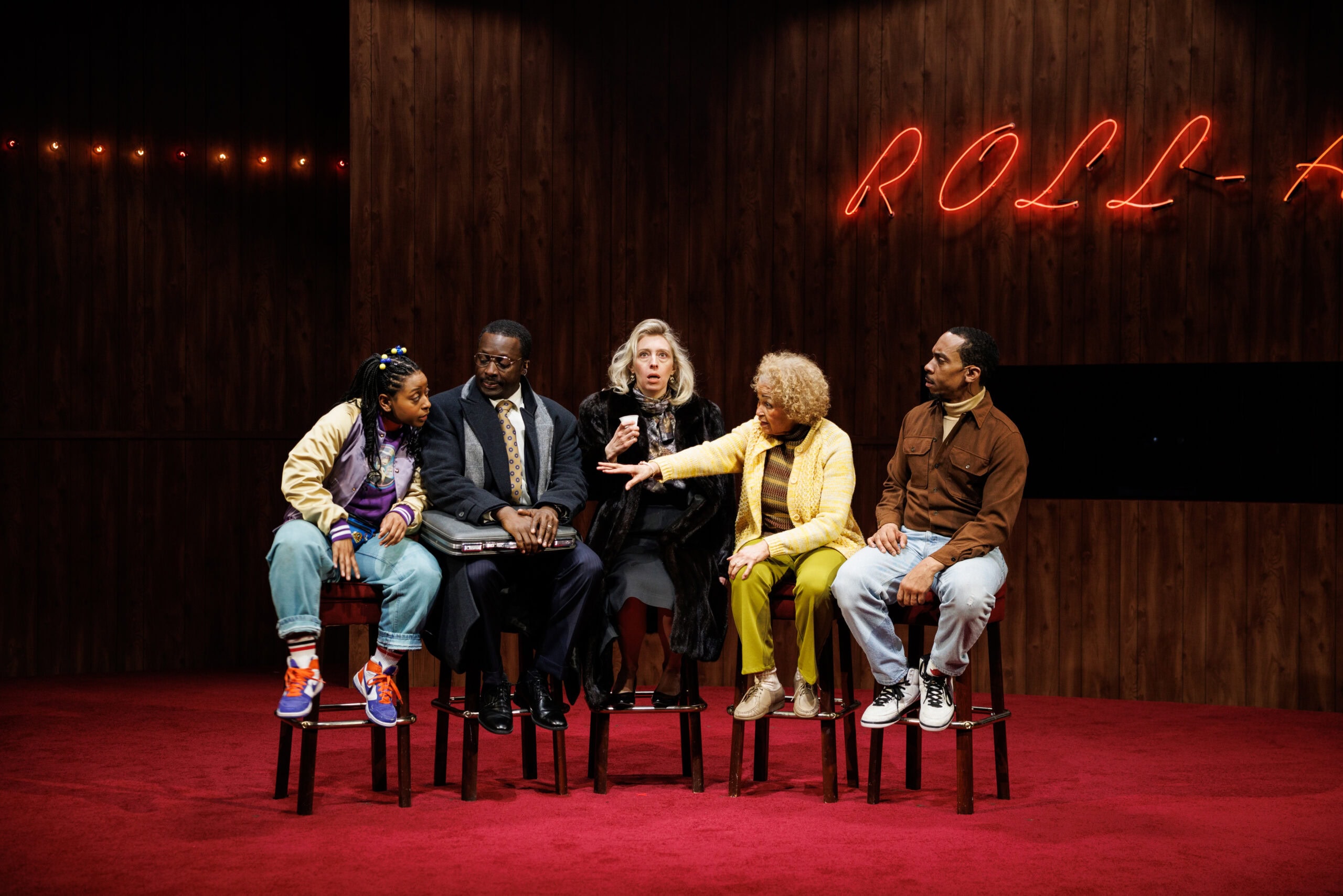 Alana Raquel Bowers, Andy Lucien, Crystal Finn, Lizan Mitchell, and Will Cobbs in Cold War Choir Practice. Photo: Maria Baranova