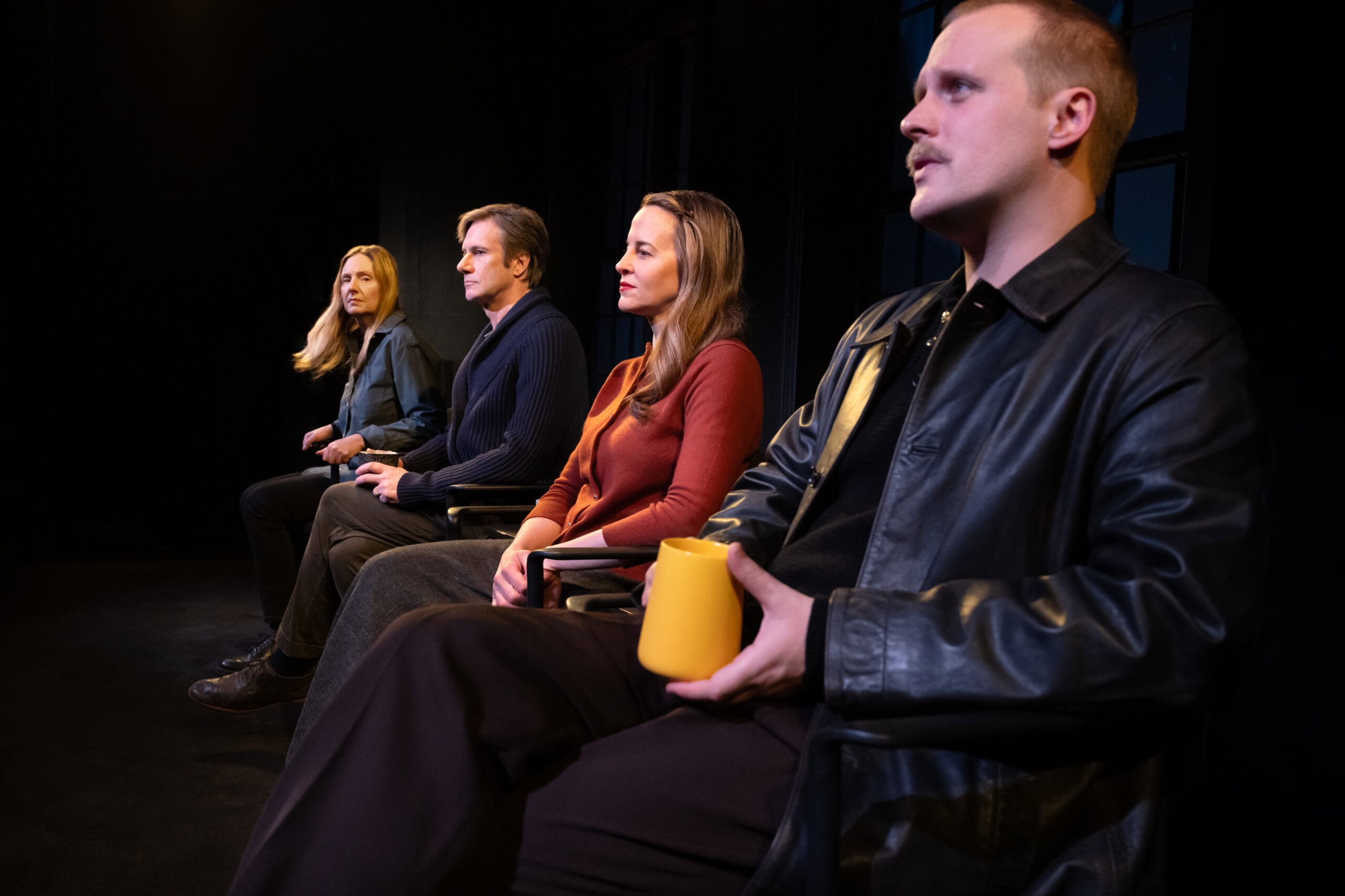 Hope Davis, Josh Hamilton, Maria Dizzia, and John Early in What We Did Before Our Moth Days. Photo: Julieta Cervantes